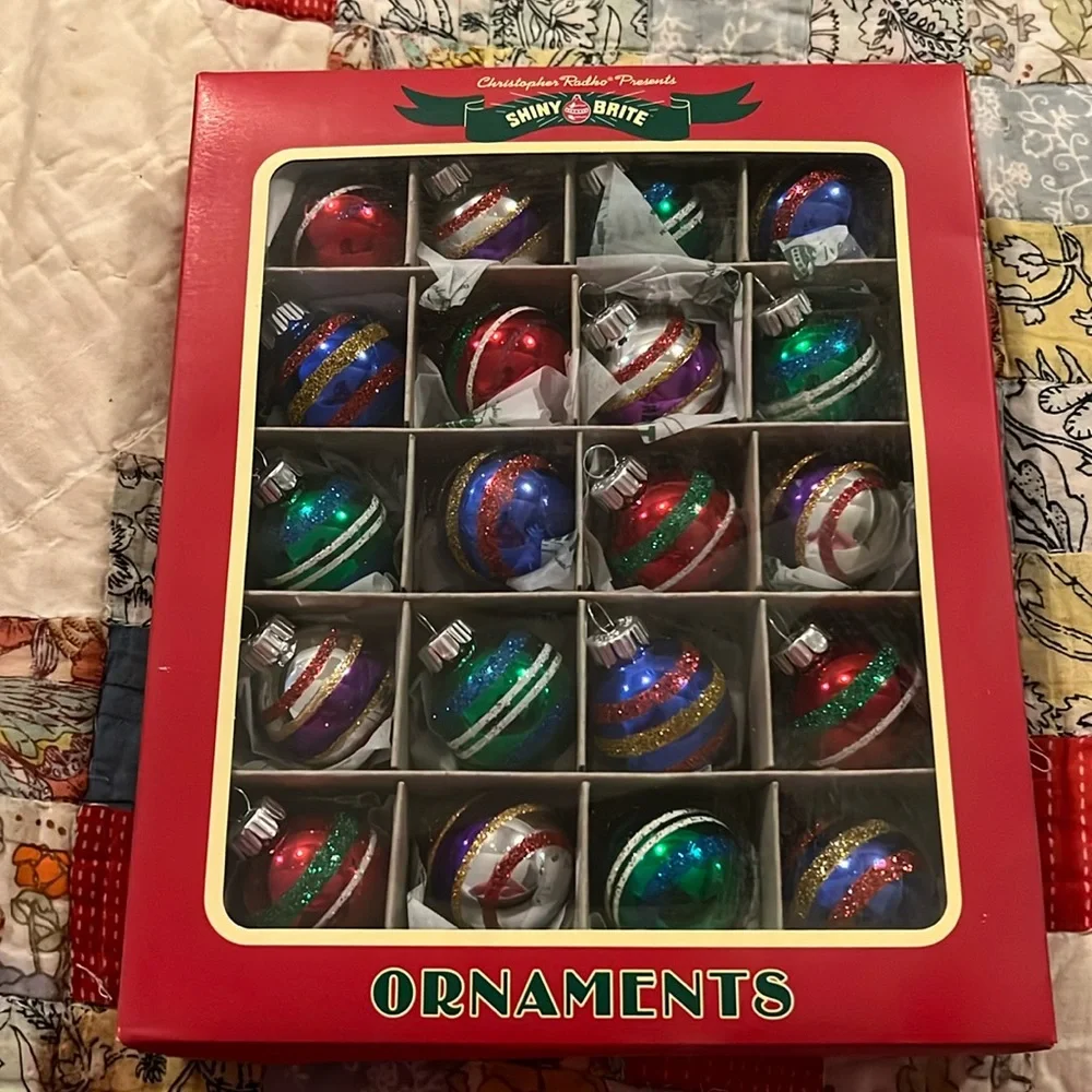 NWT Christopher Radko Shiny Brite small glass Christmas ornaments